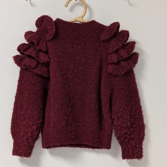 Misha & puff Boucle Ruffle Sweater - Cranberry | 4-5T - Picture 3 of 10